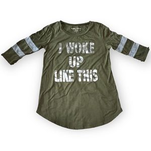 Rebellious One “I Woke Up Like This” Elbow Length Baseball Tee